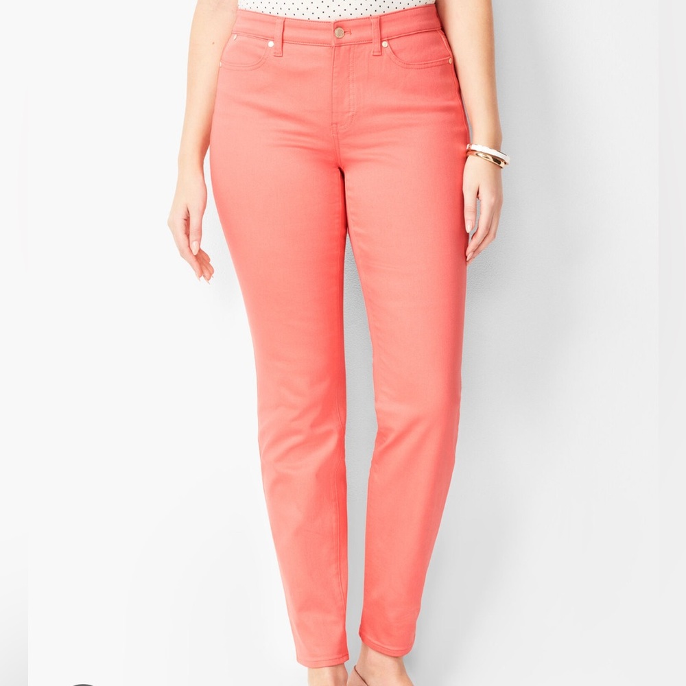 Talbots flawless pink coral skinny jeans petit